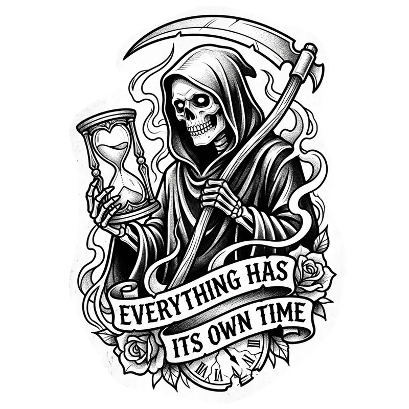Grim Reaper Tattoo Stencil: Symbolizing the Essence of Time Grim Reaper Tattoo Stencil: Symbolizing the Essence of Time