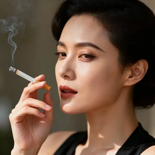 Realistic Woman Holding Cigarette in Stylish Pose