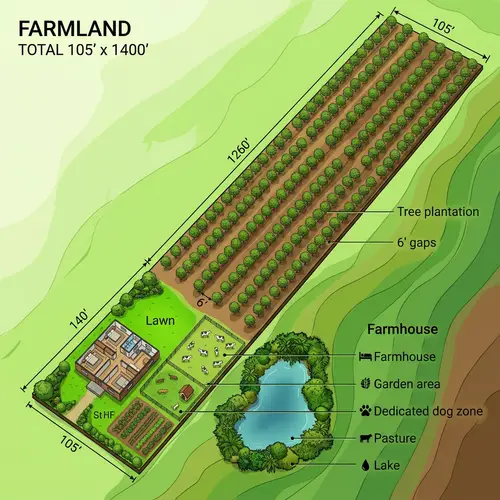 Vibrant Farmhouse Layout with Lush Landscape Design