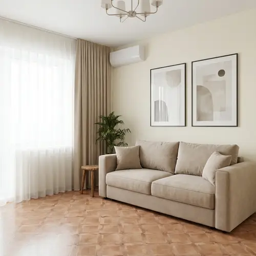 Modern Beige Sofa Against a Light Wall