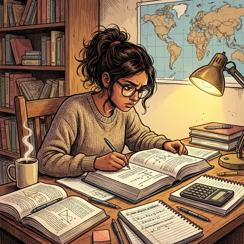 South Asian Girl Studying: Concentration and Learning Scene