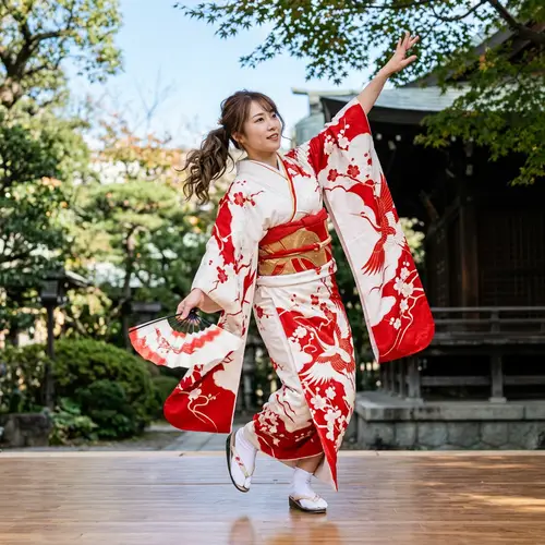Elegant Japanese Dancer Dancing with Grace and Energy