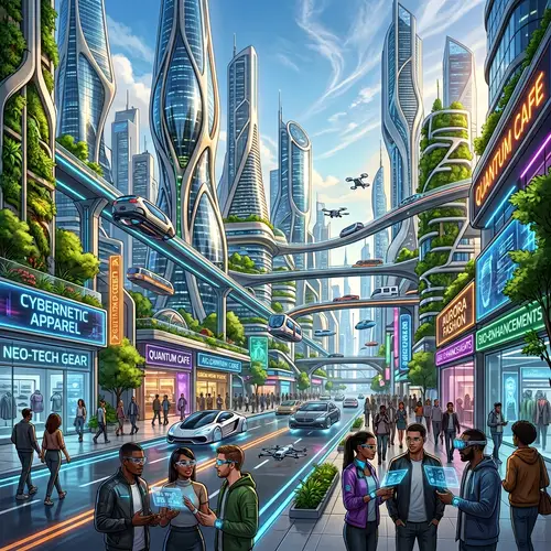 Futuristic City Street View: A Utopian Landscape
