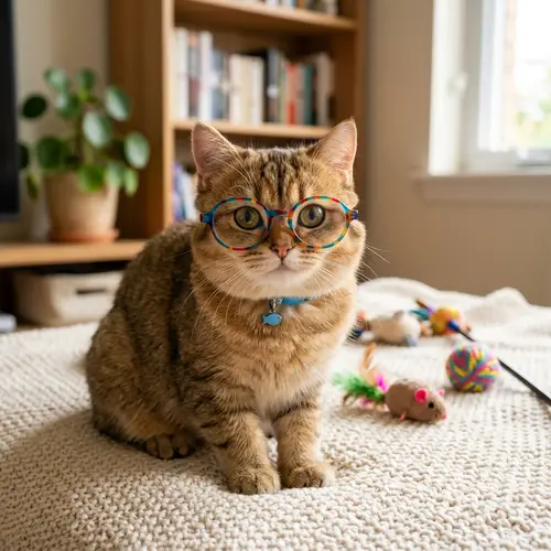 Adorable Asian Cat Wearing Cute Glasses