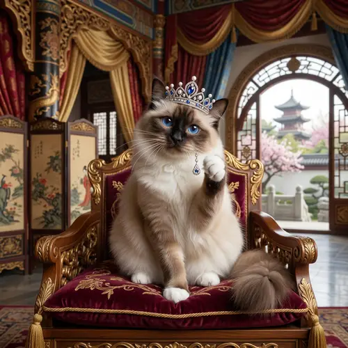 Asian Cat Princess: Regal Elegance in a Palace