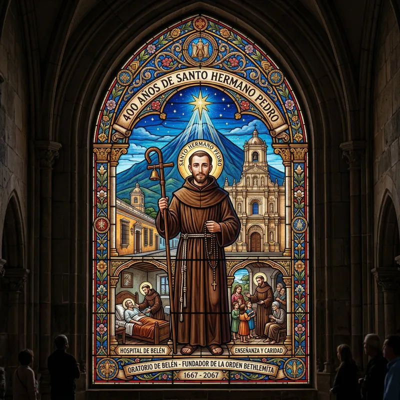 Santo Hermano Pedro Stained Glass Tribute