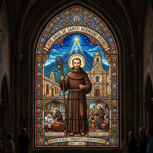Santo Hermano Pedro Stained Glass Tribute