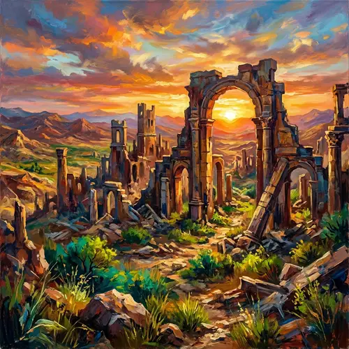 Ancient Ruins in a Vast Landscape | Abstract Interpretation