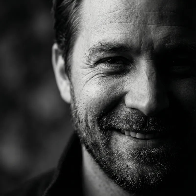 Lively Black and White Portrait of Grady Pleskacz | Expressive Features