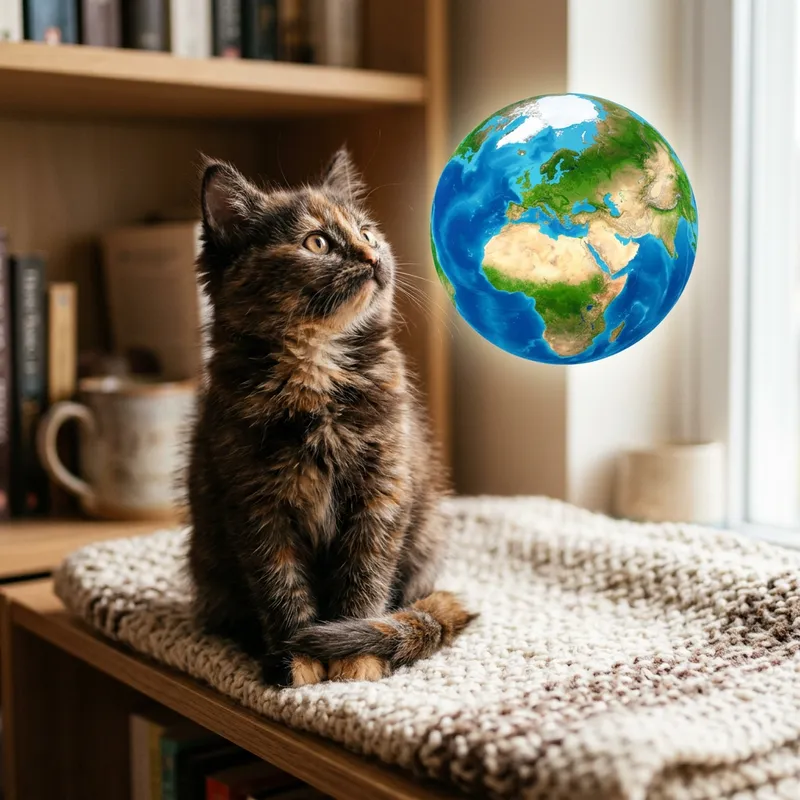 Adorable Cat Holding Earth: A Feline Wonder