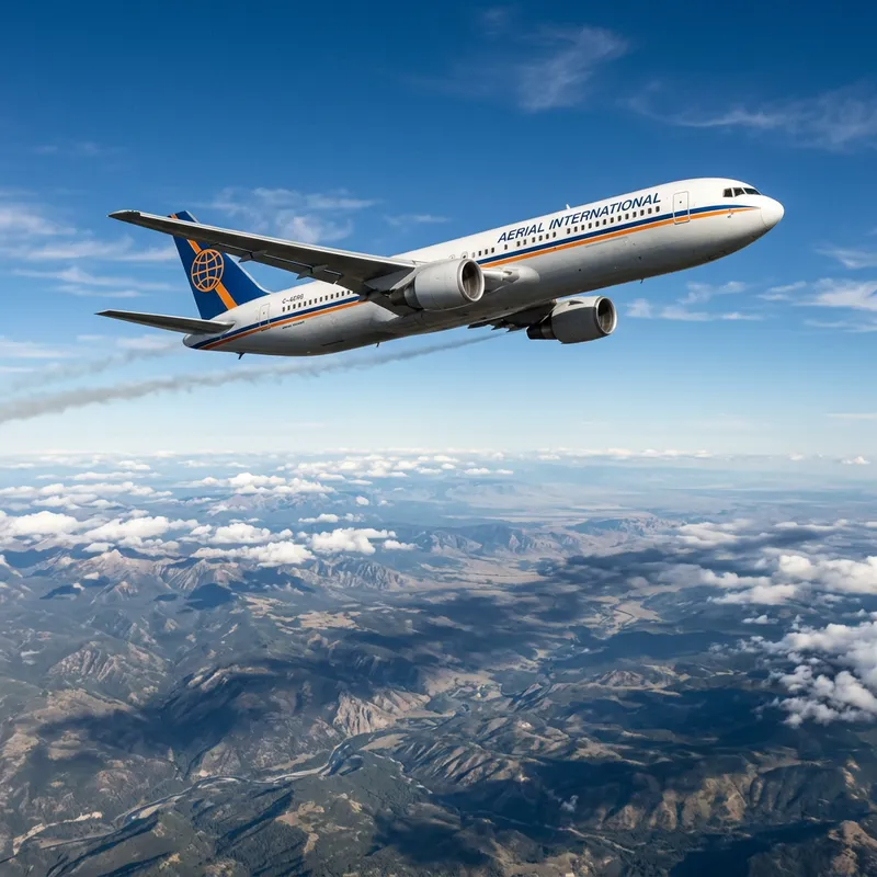 Vintage Passenger Airplane Soaring in Blue Sky Vintage Passenger Airplane Soaring in Blue Sky