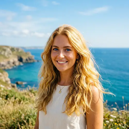 Golden Hair and Blue Eyes: Radiant Sun and Sky Reflections