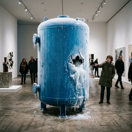 Azure Storage Tank in Gallery Setting with Frozen Sign