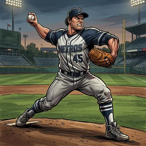Dynamic Illustration of a Professional Baseball Pitcher