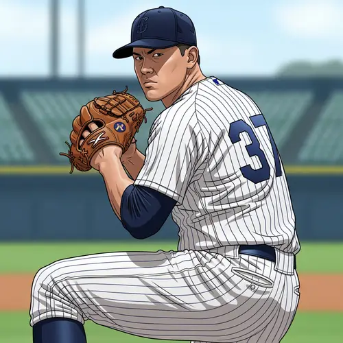 Dynamic Illustration of a Professional Baseball Pitcher