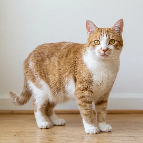 Realistic White & Ginger Domestic Cat Digital Image