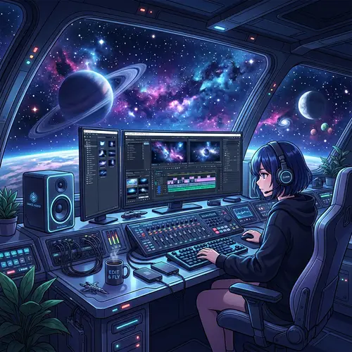 Anime Video Editor's Desk in Space – Banner Image