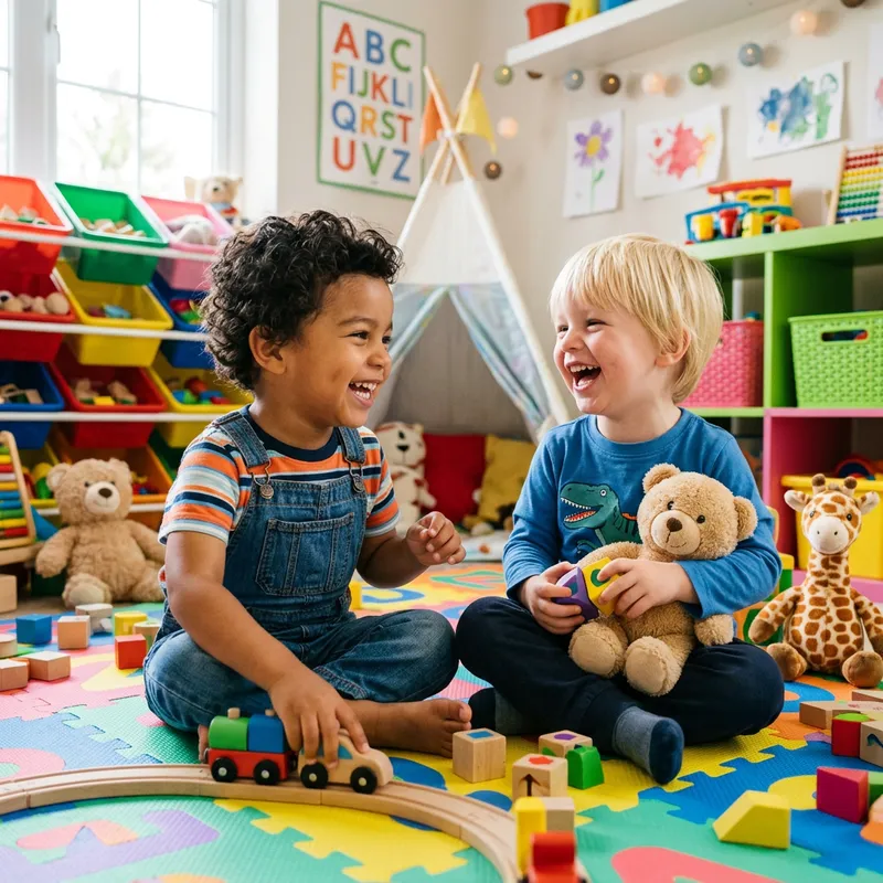 Noisy Loving Twin 2-Year-Old Boys | Playful Hispanic & Caucasian Kids