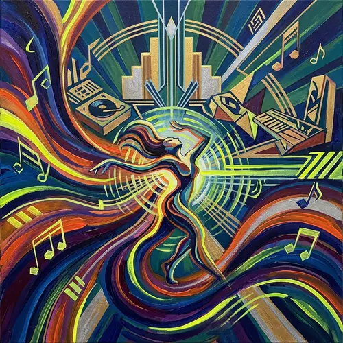 Lorenzo Mattotti's Art Deco Electronic Music Illustration