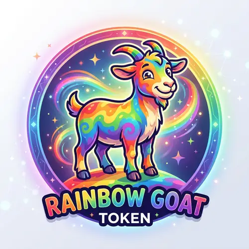 Rainbow Goat Cartoon Logo for Meme Token