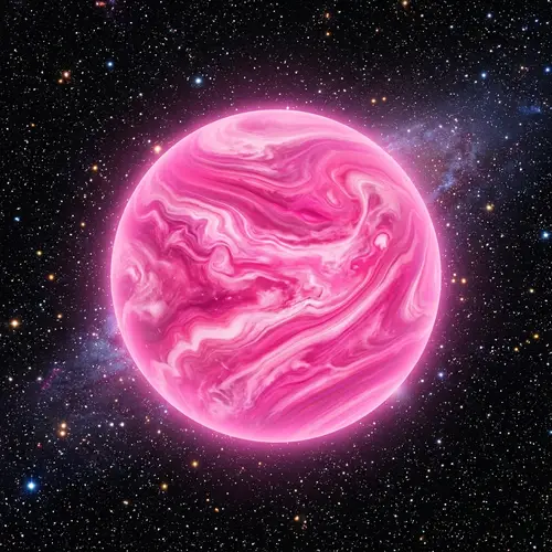 Vibrant Pink Planet with Stars - Unique Artwork