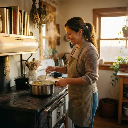 Authentic Hispanic Cooking: Homemade Soup in Rustic Kitchen