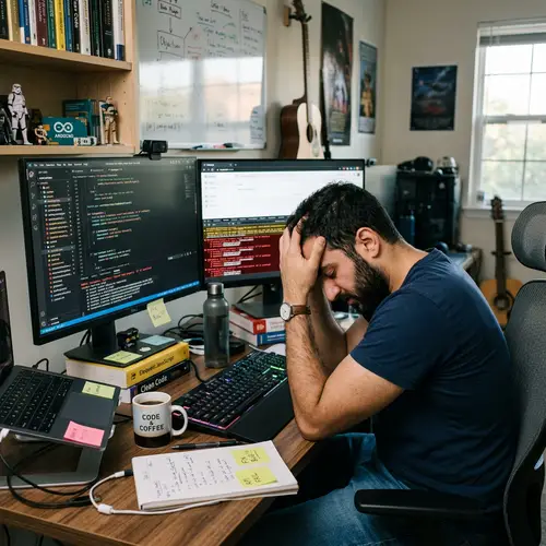 Frustrated Programmer Facing Bug Challenges | Coding Distress