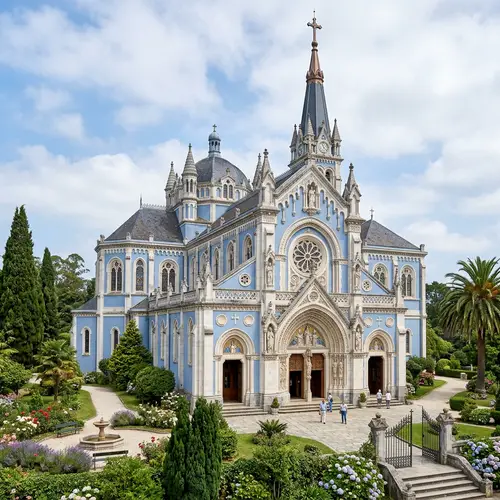 Impressive Catholic Temple with Blue and White Walls