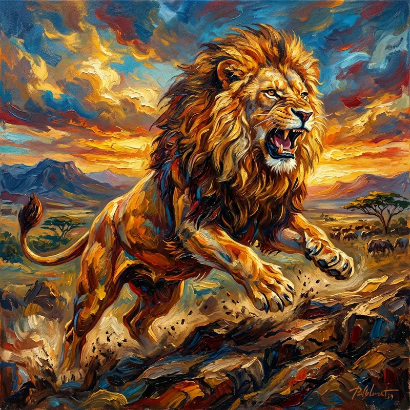 Regal Lion in Renaissance Style | Dynamic Pose with Intricate Details Regal Lion in Renaissance Style | Dynamic Pose with Intricate Details