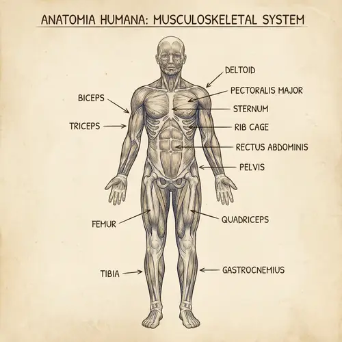 Detailed Anatomical Drawing of Male Figure