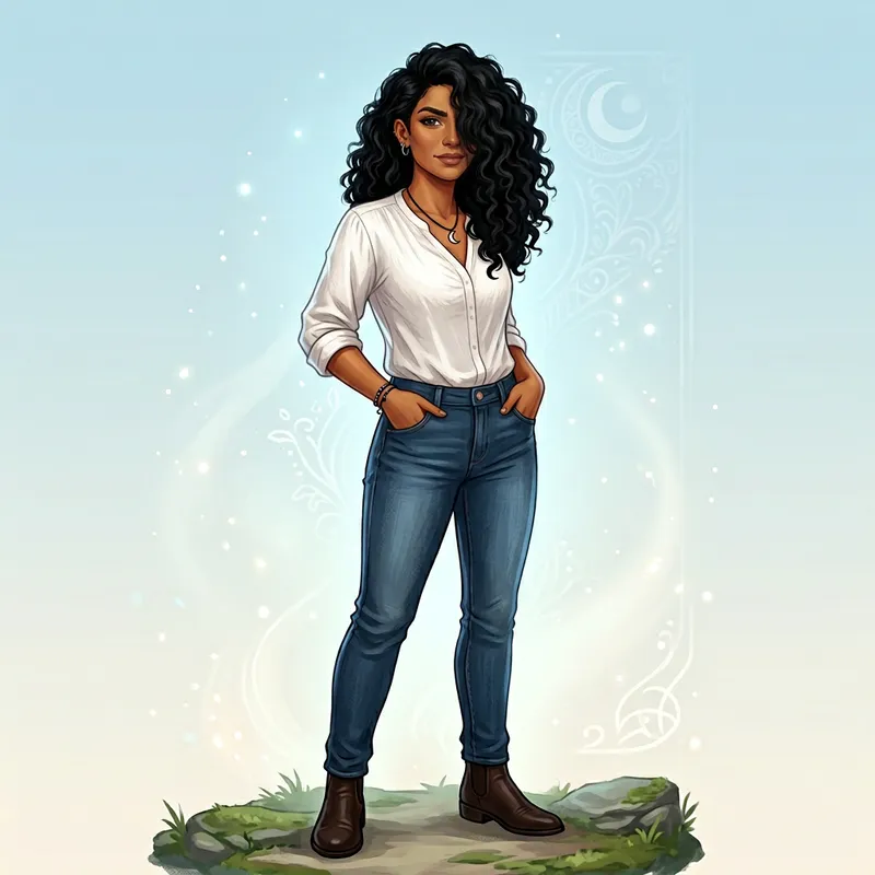 Fantasy Avatar Illustration of a Smartly Dressed Medium-Height Woman Fantasy Avatar Illustration of a Smartly Dressed Medium-Height Woman
