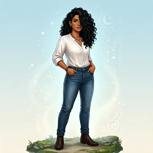 Fantasy Avatar Illustration with Medium-Height Woman in Smart Casual Attire