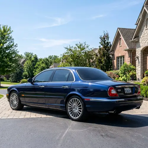 Midnight Blue Sedan Car with Elegant Chrome Finishes