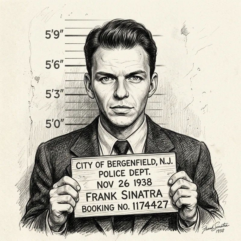 Frank Sinatra Mug Shot Pencil Drawing Art Frank Sinatra Mug Shot Pencil Drawing Art