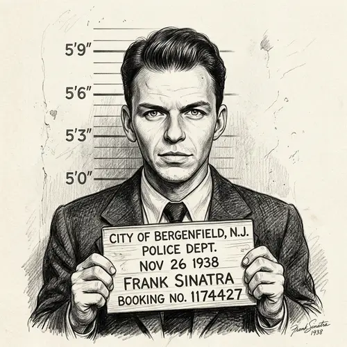 Frank Sinatra Mug Shot Pencil Drawing Art