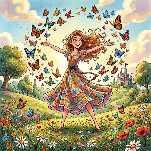 Empowered Beautiful Woman Surrounded by Butterflies