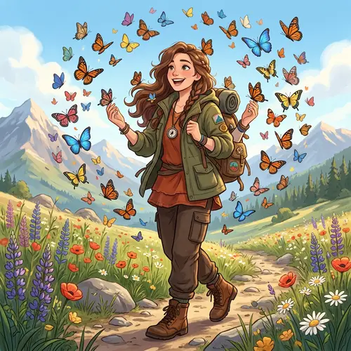 Empowered Woman Surrounded by Butterflies | Disney Pixar Style