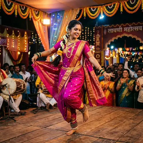Passionate Lavani Dance Performance by a Graceful South Asian Girl