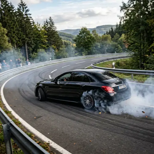 Black W205 Mercedes-Benz C63 AMG Drifting Video