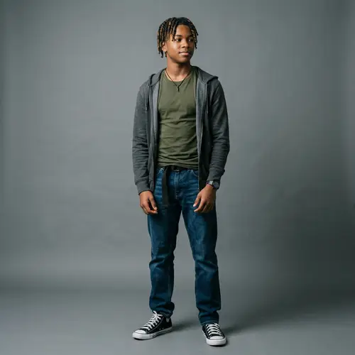 Stylish Teenage Boy with Unique Twist Hairstyle