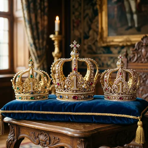 Luxurious Royal Crowns with Golden Number One Design