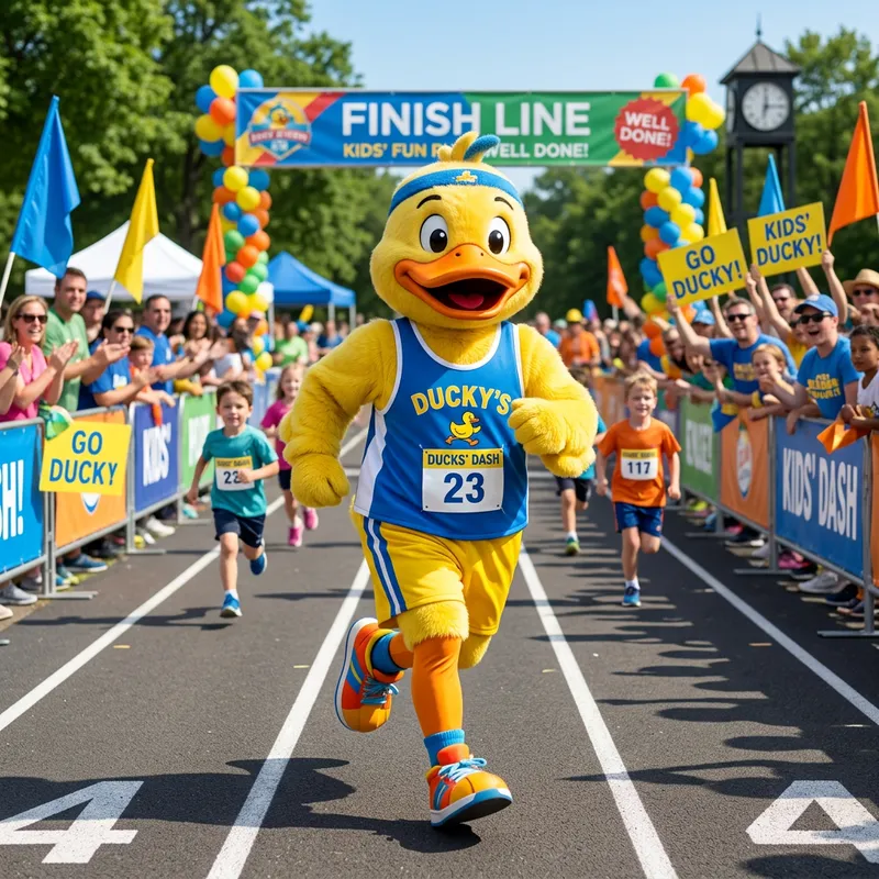 Ducky the Duck: Kids' Athletic Race Mascot Ducky the Duck: Kids' Athletic Race Mascot