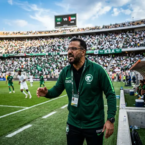 Saudi Football Coach in Modern Photographic Style | Intense Expression