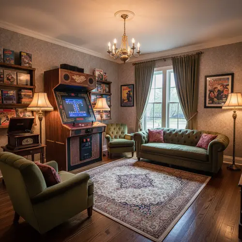 Vintage Gaming Room: Professional Interior Photography