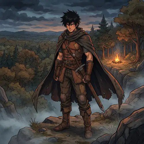 Medieval Fantasy Adventurer: Black Hair, Red Eyes