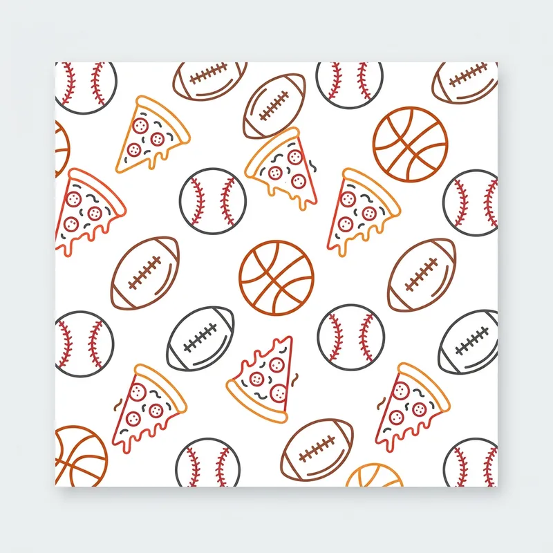 Playful Sports and Pizza Pattern Design