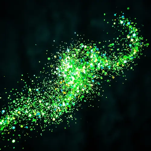Fluorescent Green Glitter Magic in Motion