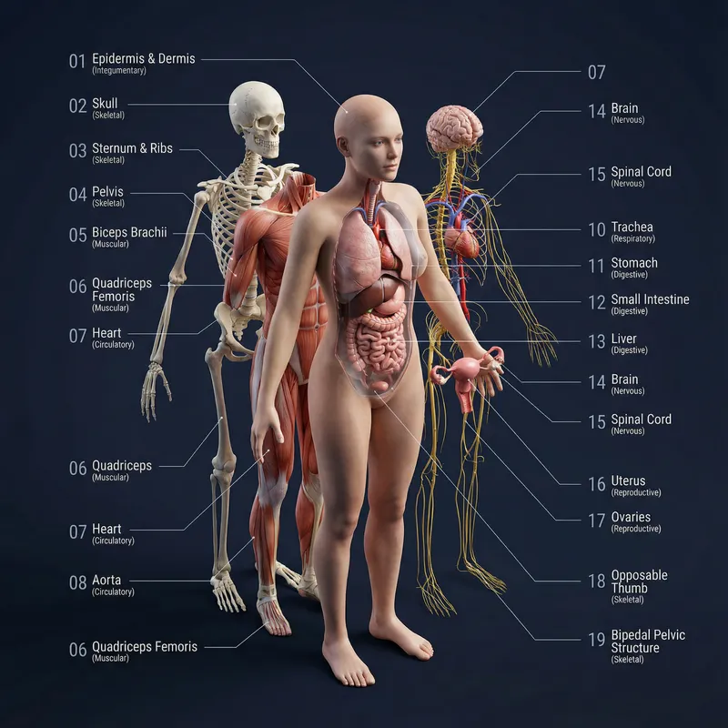 Detailed Human Anatomy Exploded View Infographic