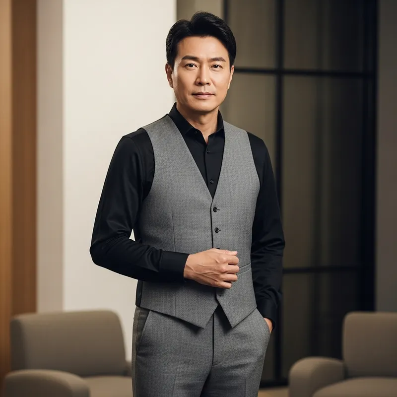 Men's Gray Suit Without Jacket and Black Shirt Men's Gray Suit Without Jacket and Black Shirt