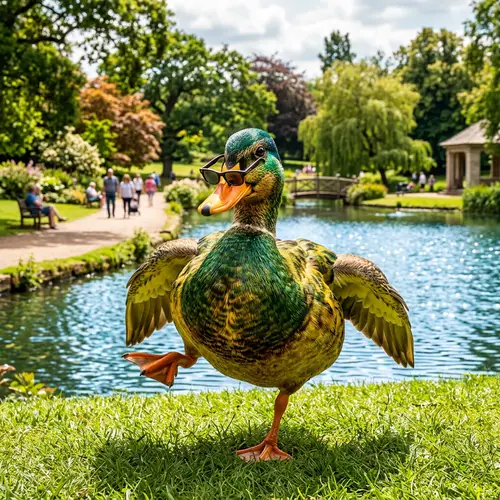 Charming Duck Balancing Act - Humorous Scene